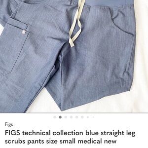FIGS technical collection blue straight leg scrubs pants size small medical new